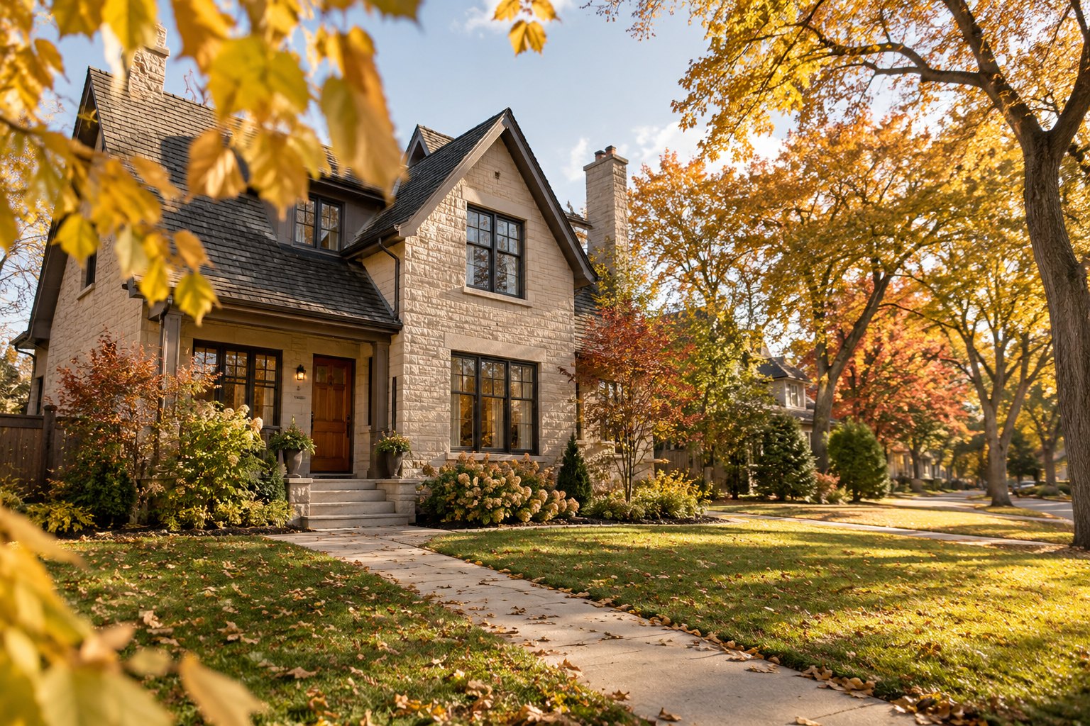 Illustrative character-home exterior on a tree-lined street, used to introduce buyer services